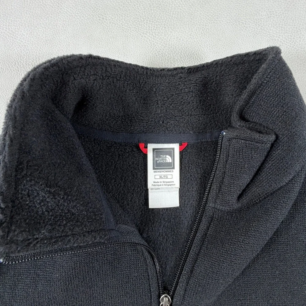 The North Face Mens Black Quarter Zip Fleece Pullover XL Mock Neck Logo